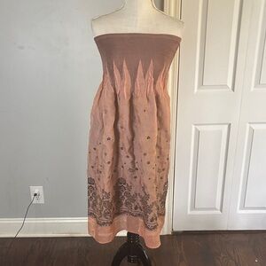 Lapis Strapless Dress in Brown and Tan